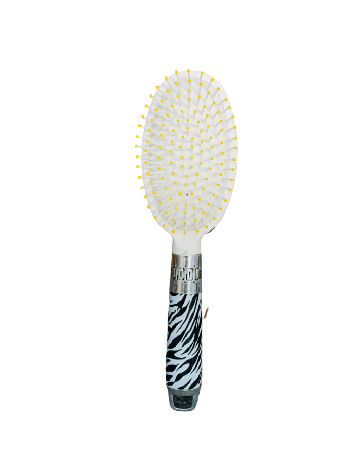 Hair Brush Egg Metal Zebra Print