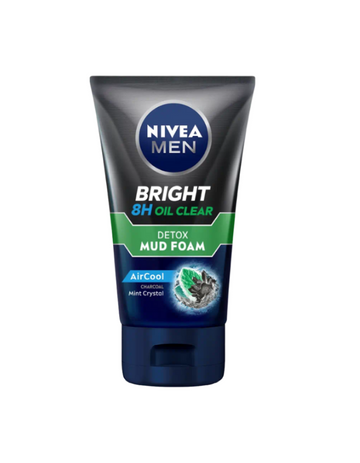 Nivea Men Face Wash Bright 8H Oil Clear Mud Foam